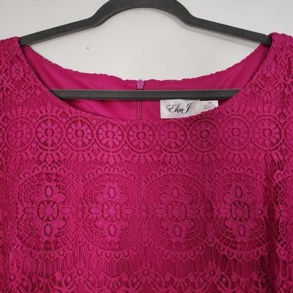 Eliza J Pink Fucia Lace Cocktail Dress Evening Event Party Wedding Guest - Picture 7 of 13
